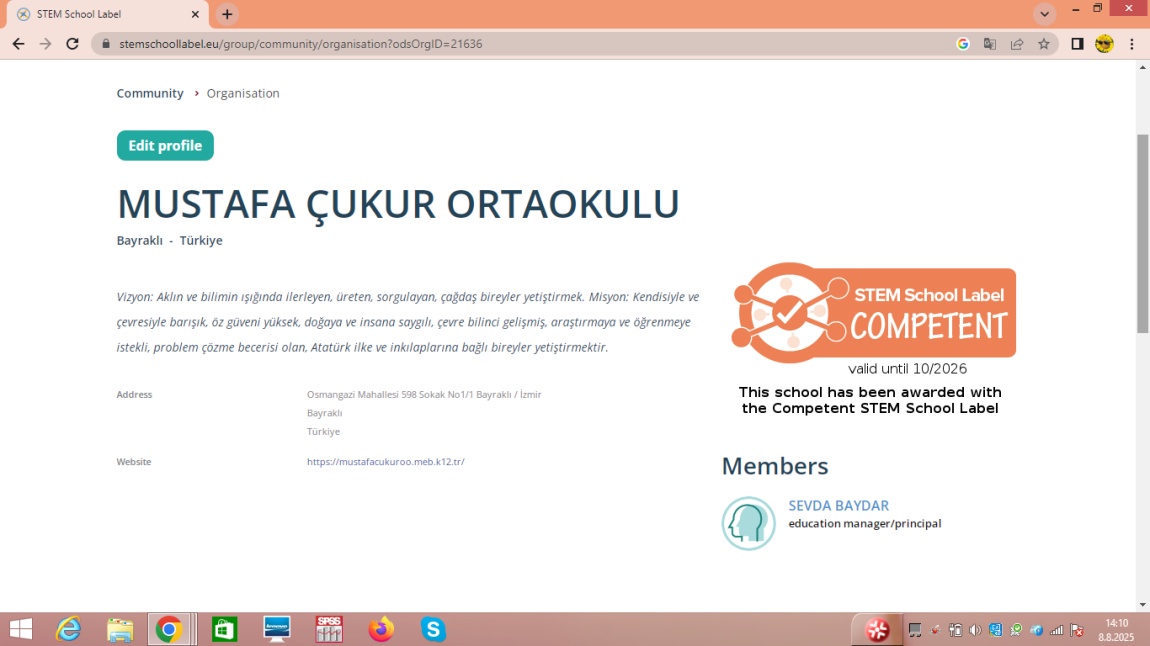 OKULUMUZ STEM OKUL ETİKETİ ALDI