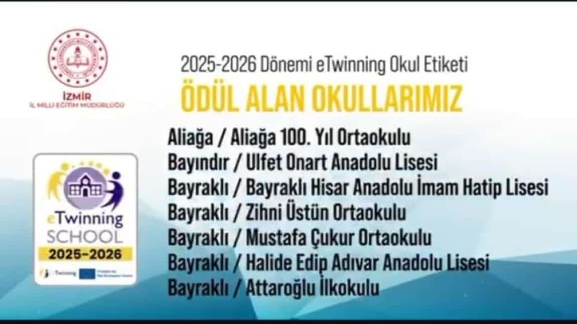 OKULUMUZ 2025-2026 DÖNEMİ OKUL ETİKETİ ALMAYA HAK KAZANMIŞTIR.